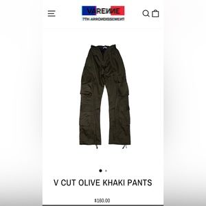 V CUT OLIVE KHAKI PANTS